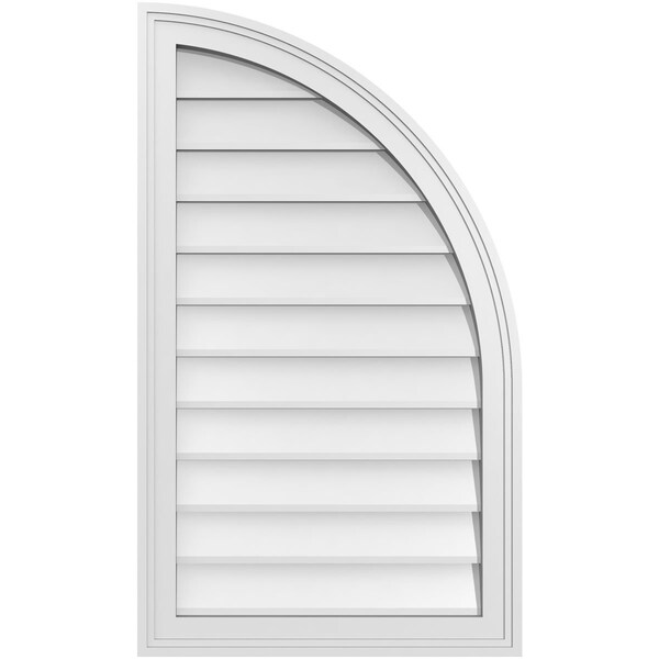 Ekena Millwork Quarter Round Top Right Surface Mount PVC Gable Vent w/ 2"W x 1-1/2"P Brickmould Frame, 20"W x 34"H GVPQR20X3402SN - main